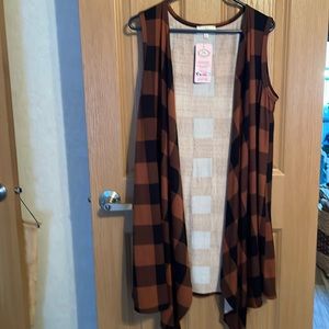 Hopely checkered polyester cardigan vest, Size S, NWT